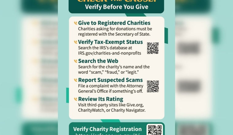 Washington State Authorities Warn of Charity Scams, Urge Donors to 'Pause. Check the Cause.'