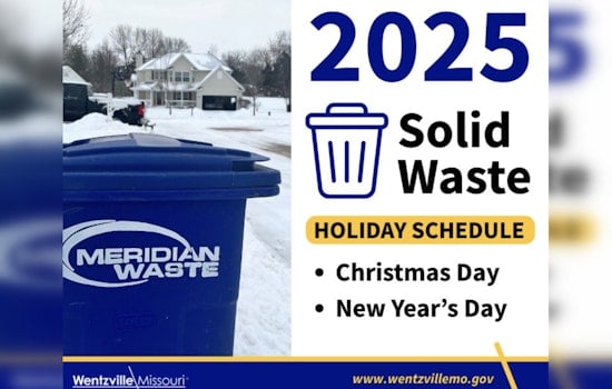 Wentzville Announces Holiday Trash Schedule Shift as Curbside Pickup Moves a Day for Christmas and New Year's