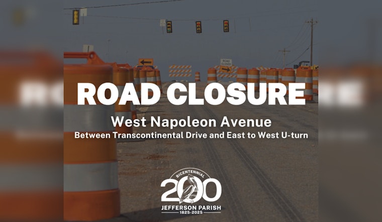 West Napoleon Avenue Lanes to Close for Sewer Valve Work in Jefferson Parish