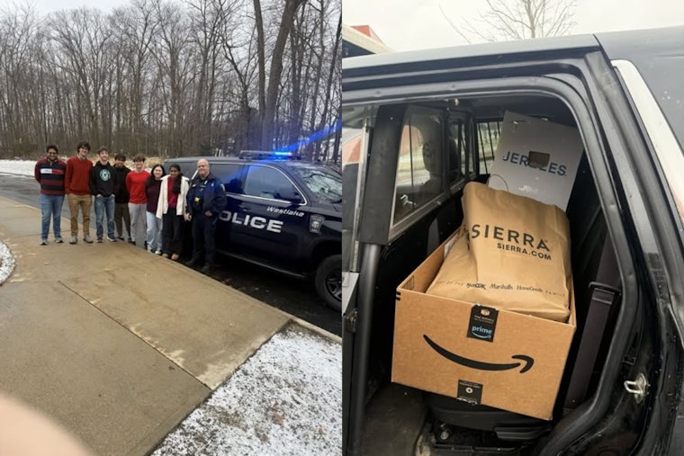 Westlake High School's French Club and Officer Gaertner Come Together to "Stuff the Cruiser" for Animal Charity