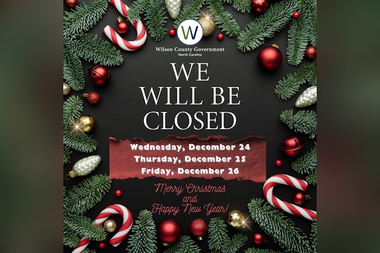Wilson County Government Offices Announce Christmas Holiday Closure, Emergency Services to Remain Active
