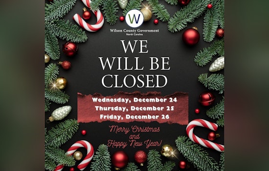 Wilson County Government Offices Announce Christmas Holiday Closure, Emergency Services to Remain Active