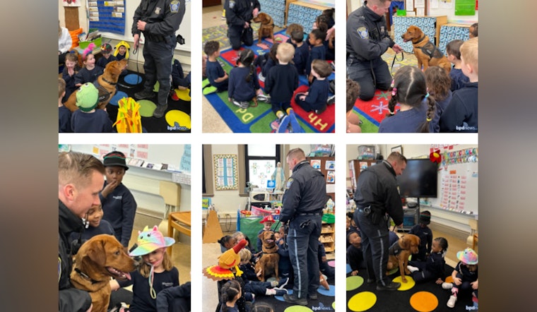 Boston's Comfort Dog Copper Delights Kindergarteners at Dorchester's Pope John Paul II School