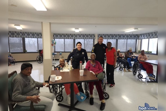 BPD Builds Bonds with Seniors by Discussing Safety Tips at Edgar P. Benjamin Healthcare Center