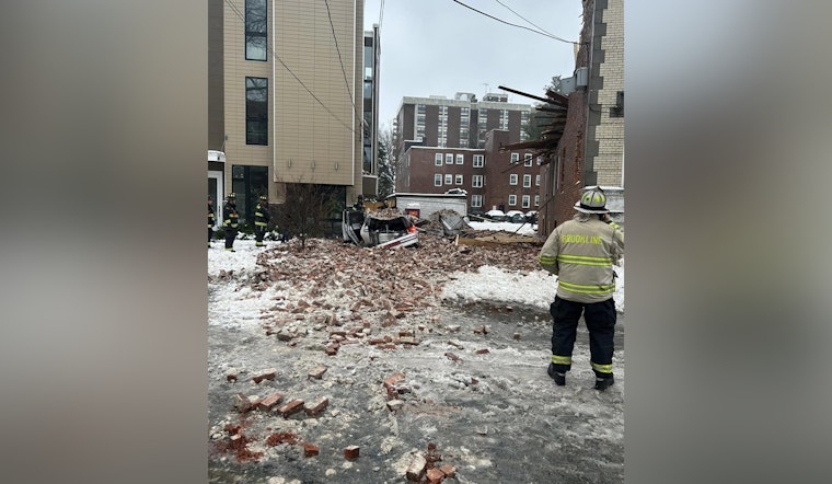 Building Collapse in Brookline, No Injuries as Structure Falls, Crushing Car on Vernon Street