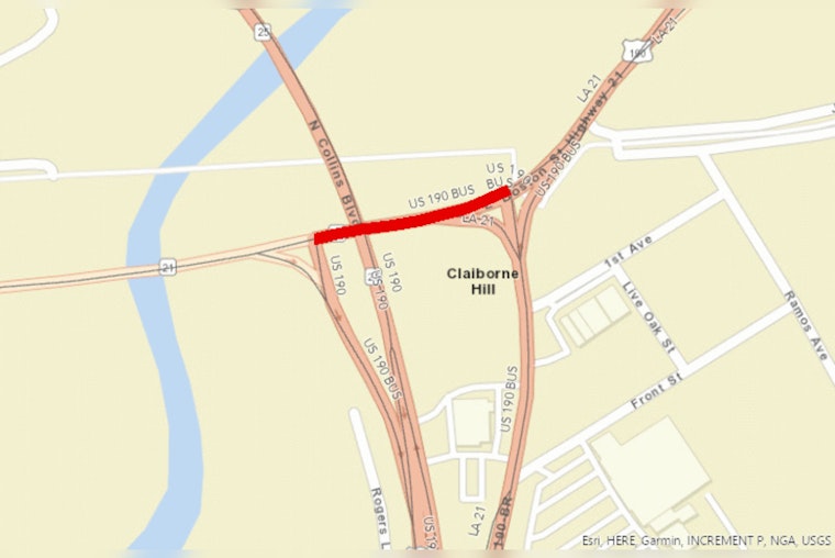 Covington Alert, Nightly US190 Overpass Closures Feb 3-8 for Bridge Construction