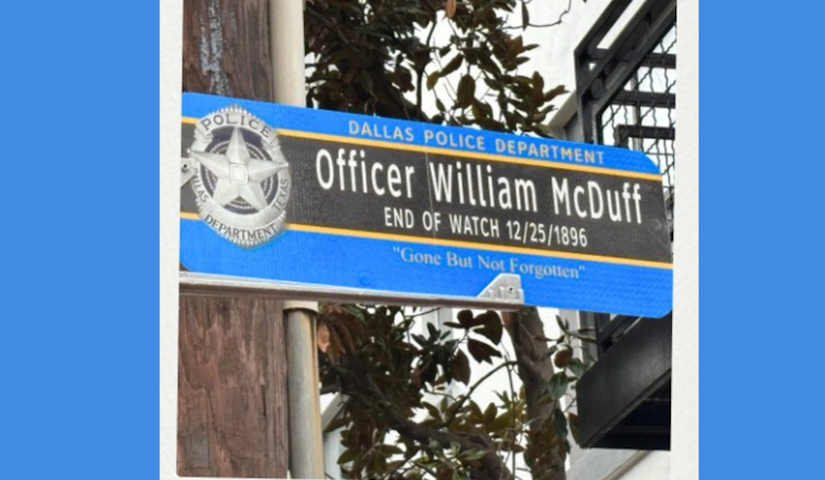 Dallas Honors First African American Police Officer, William McDuff, with Street Topper at Historic Intersection