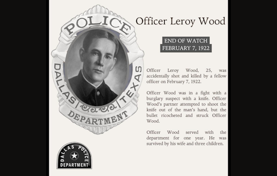 Dallas Police Department Honors Fallen Officer Leroy Wood, Reflecting on Century-Old Tragedy
