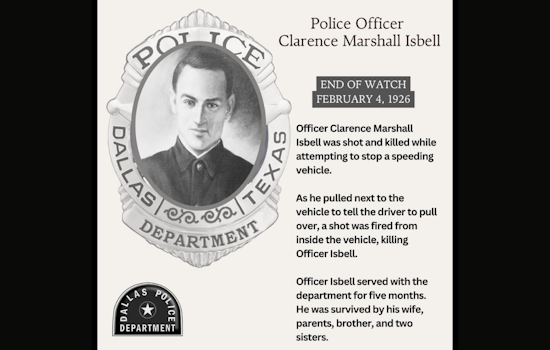 Dallas Police Department Honors Late Officer Clarence Marshall Isbell, Killed in Line of Duty