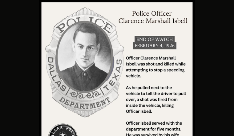Dallas Police Department Honors Late Officer Clarence Marshall Isbell, Killed in Line of Duty
