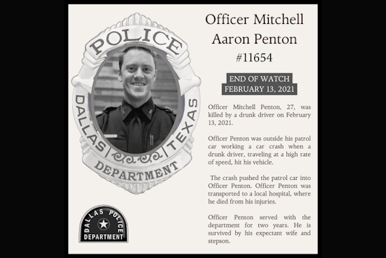 Dallas Police Department Remembers Fallen Officer Mitchell Aaron Penton on Anniversary of Tragic On-Duty Death