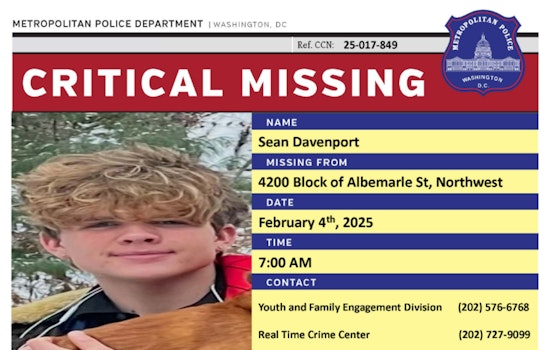 DC Police Seek Public Assistance in Locating Missing 14-Year-Old Sean Davenport from Northwest Washington