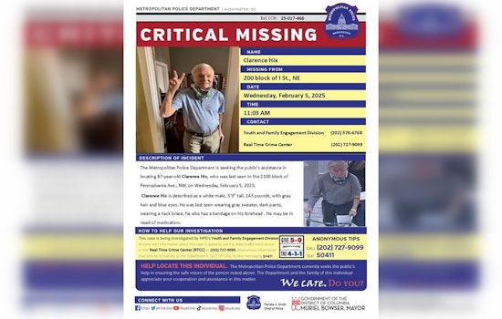 DC Police Seek Public Help in Locating Missing 87-Year-Old Man, Clarence Hix