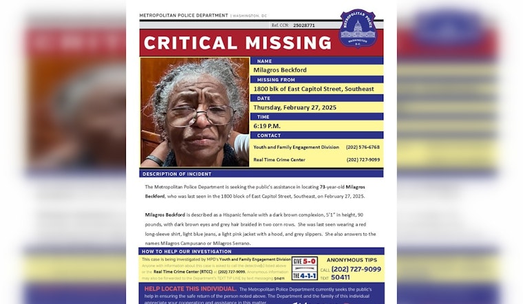 DC Police Seek Public's Help in Search for Missing 73-Year-Old Milagros Beckford