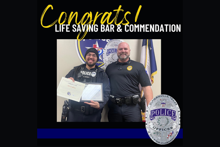 Duncanville Celebrates Officer Gomez for Exceptional Service and Life-Saving Heroics