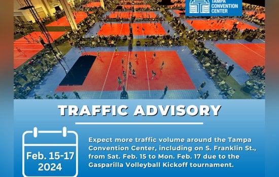 Expect Traffic Delays Near Tampa Convention Center Amid Gasparilla Volleyball Tournament and Concerts at Amalie Arena