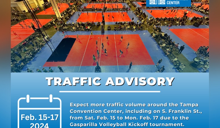 Expect Traffic Delays Near Tampa Convention Center Amid Gasparilla Volleyball Tournament and Concerts at Amalie Arena