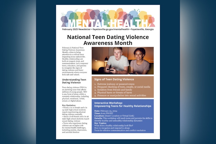 Fayetteville Tackles Teen Dating Violence in Latest Mental Health Newsletter