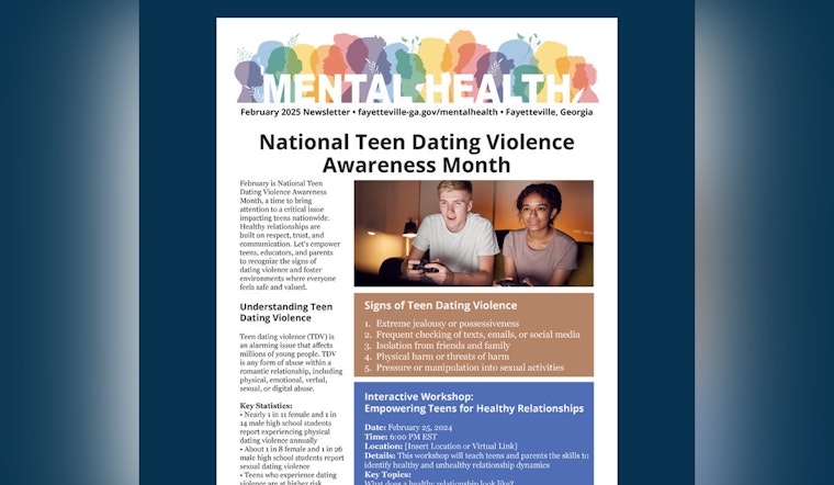 Fayetteville Tackles Teen Dating Violence in Latest Mental Health Newsletter