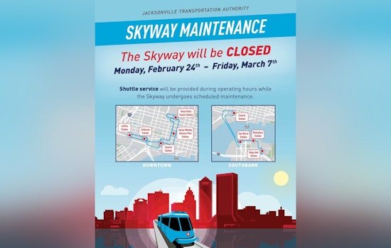 Jacksonville's Skyway to Undergo Maintenance as Shuttle Service Replaces It