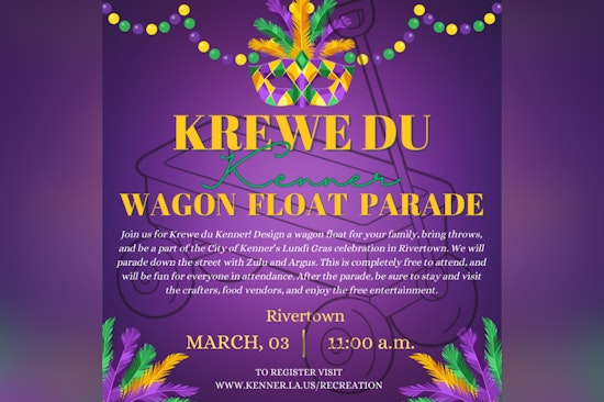 Kenner Invites Families to Join DIY Wagon Float Parade for Lundi Gras Festivities in Rivertown