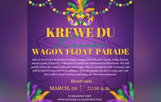 Kenner Invites Families to Join DIY Wagon Float Parade for Lundi Gras Festivities in Rivertown