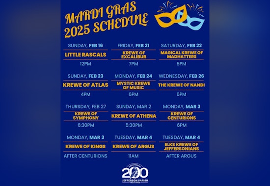 Krewe of Atlas Parade Rescheduled Due to Weather, Joining Thursday's Mardi Gras Festivities in Jefferson Parish