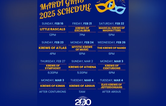Krewe of Atlas Parade Rescheduled Due to Weather, Joining Thursday's Mardi Gras Festivities in Jefferson Parish