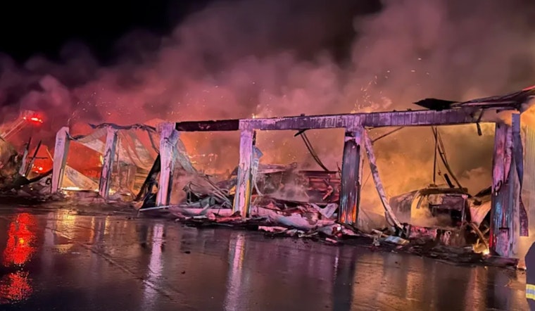 Maine Turnpike Authority Garage in Auburn Engulfed by Fire, No Injuries Reported