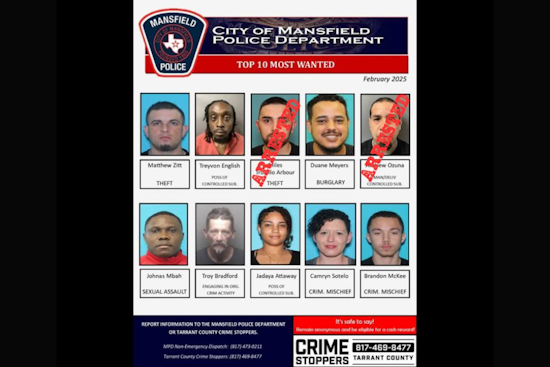Mansfield Police Department Captures Two from Most Wanted List, Seeks Community Help to Locate Eight Fugitives