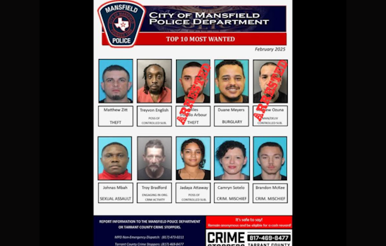 Mansfield Police Department Captures Two from Most Wanted List, Seeks Community Help to Locate Eight Fugitives
