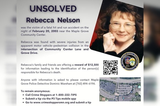 Maple Grove Authorities Offer $12,500 Reward for Leads in 20-Year-Old Hit-and-Run Case of Rebecca Nelson