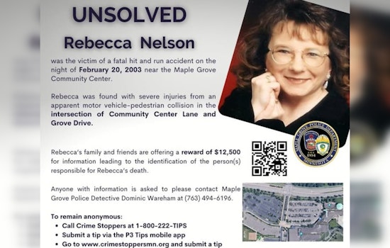 Maple Grove Authorities Offer $12,500 Reward for Leads in 20-Year-Old Hit-and-Run Case of Rebecca Nelson