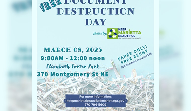 Marietta to Host Free Document Shredding Event for Residents in Environmental Push