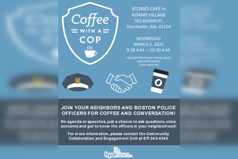 Meet Boston Officers Over Coffee: Scobies Café Hosts "Coffee with a Cop" Event in Dorchester