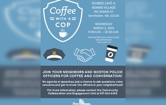 Meet Boston Officers Over Coffee: Scobies Café Hosts "Coffee with a Cop" Event in Dorchester