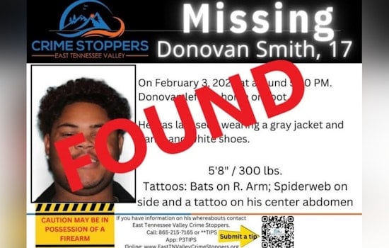 Missing Teenager Donovan Smith Found Safe in East Knoxville as Police Thank Community for Support