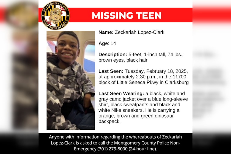 Montgomery County Police Seek Community Help in Search for Missing Clarksburg Teen Zeckariah Lopez-Clark