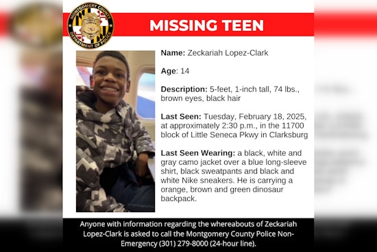 Montgomery County Police Seek Community Help in Search for Missing Clarksburg Teen Zeckariah Lopez-Clark