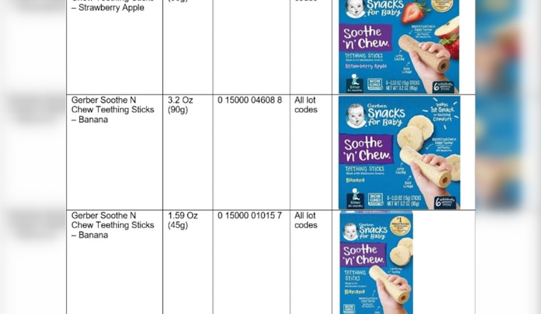Nationwide Recall of Gerber Soothe N Chew Teething Sticks Over Choking Hazard Concerns