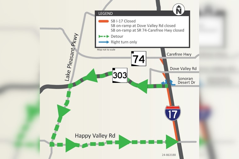 Peoria Alert: I-17 Southbound Closure Set for Valentine's/President's Day Weekend, Detours Advised