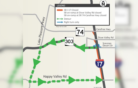 Peoria Alert: I-17 Southbound Closure Set for Valentine's/President's Day Weekend, Detours Advised
