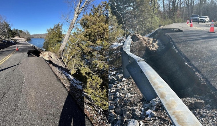 Road Collapse at Anderson County Park Cuts Off Access to Campground and Boat Dock