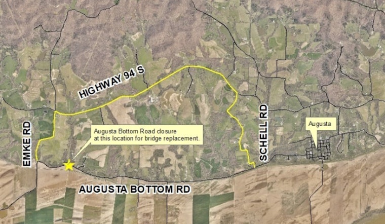 St. Charles County Commuters Alert, Augusta Bottom Road Bridge Closure Begins February 10 for Replacement Work