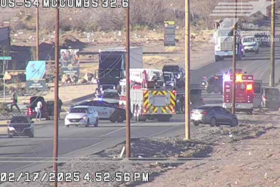 Two Injured in Traffic Collision on McCombs Boulevard in Northeast El Paso, Road Temporarily Closed