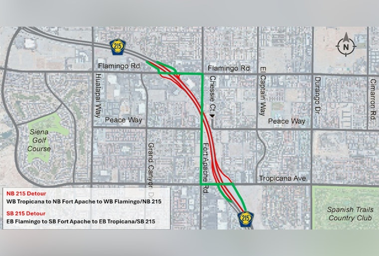 Upcoming 24-Hour Closure of CC-215 Beltway in Las Vegas for Peace Way Bridge Construction