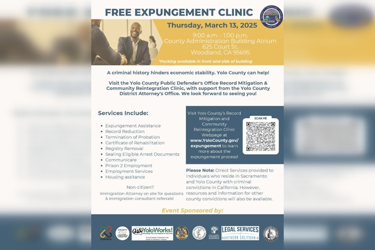 Yolo County to Host Free Expungement Clinic to Aid Residents in Criminal Record Clearing