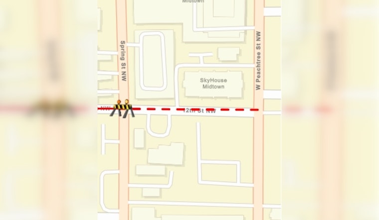 12th Street NW Closure in Atlanta with Detour Plans for Upcoming Construction from March 22 to April 4