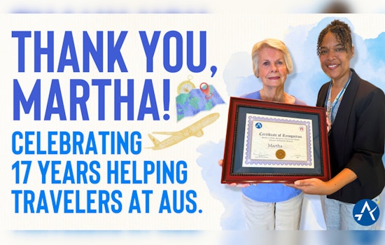 Austin Celebrates Martha's Remarkable 17-Year Tenure as Airport Ambassador at AUS