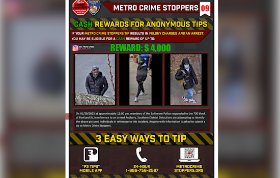 Baltimore Police Seek Public's Help to Identify Suspects in Portland Street Armed Robbery